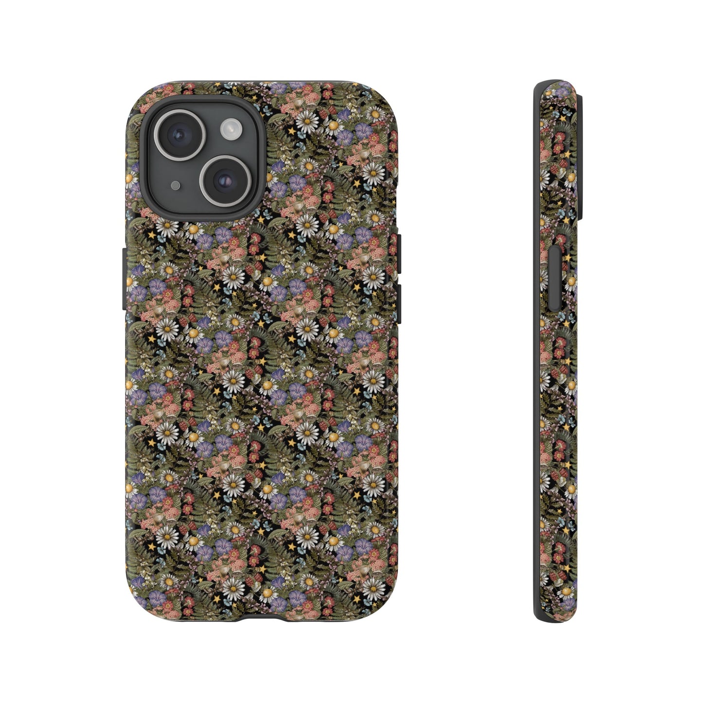 Apple I-Phone 15 Tough Case-Phone Case:  The Sun, The Moon, The Stars [Flowers]