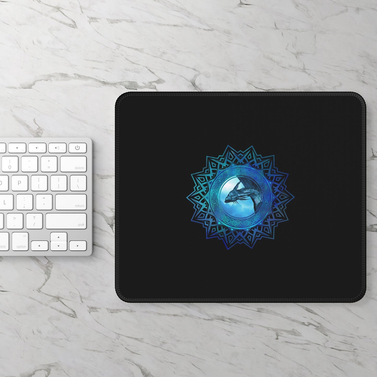 Orca Mandala Gaming Mouse Pad — Blue Whale Ocean Desk Mat