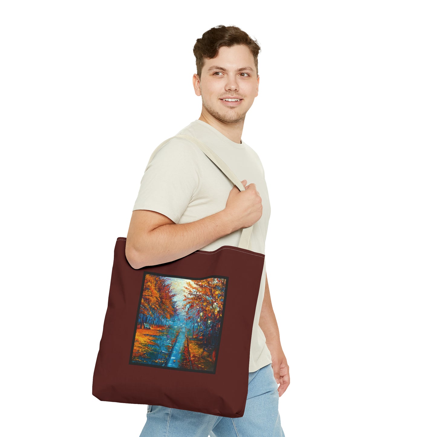 Tote Bag:  large-18x18;  "Year of Art" [Fall Path, Smal Panel]