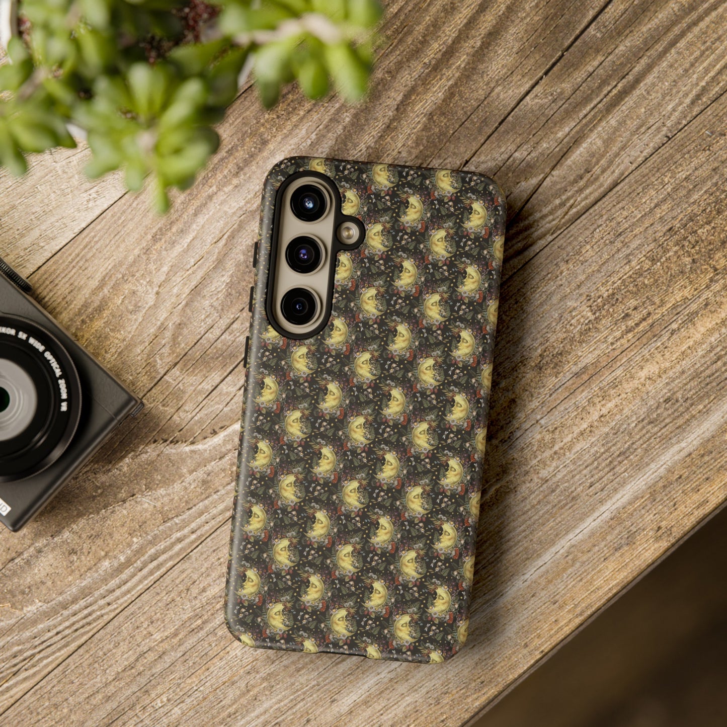 Samsung Galaxy Series Tough Case-Phone Case: The Sun, The Moon, And The Stars [Moon With Flowers]