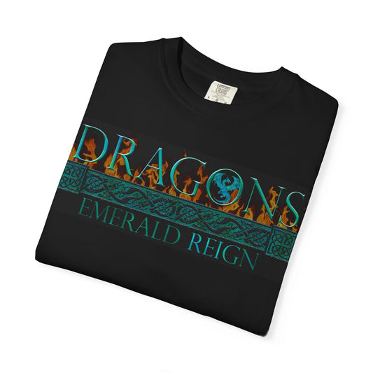 Unisex Heavy Cotton Tee:  "Emerald Dragons" [Banner/Panel]