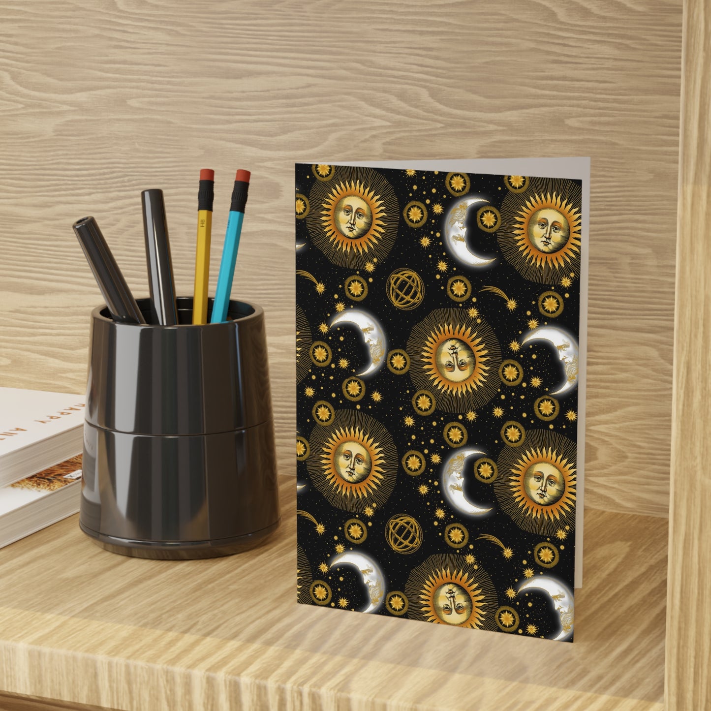 NOTE CARDS: CELESTIAL [Suns and Moons-Black]