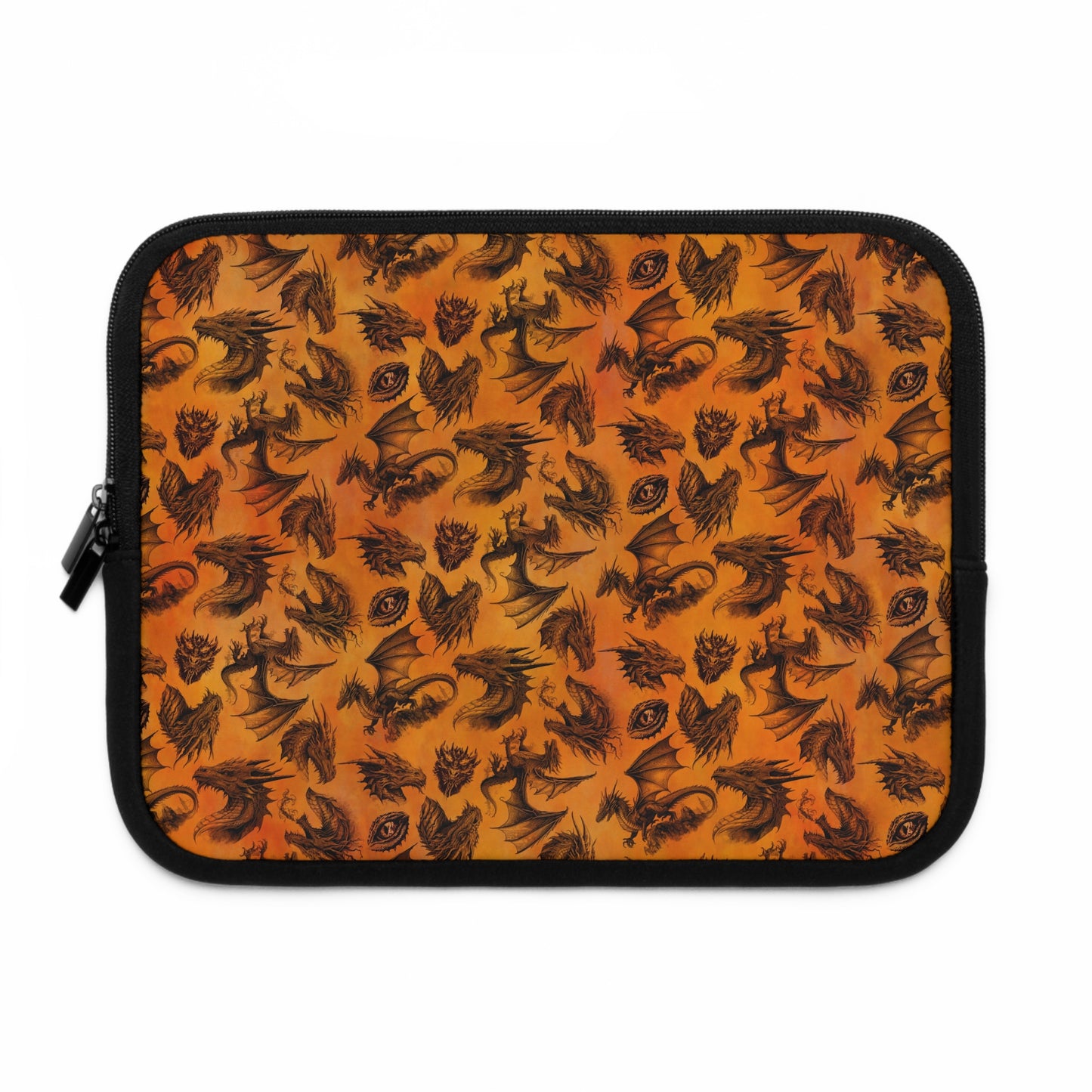 Laptop Sleeve  (Multiple Sizes): Emerald Dragons [Dragon Etching-Orange]