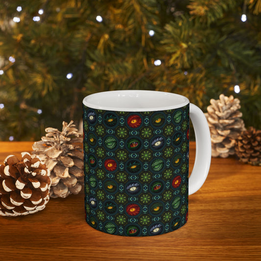 Ceramic Mug:  Black;  Emerald Dragons