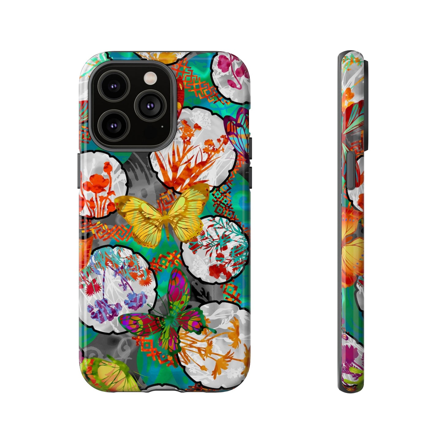 Apple I-Phone 14 (Series)-Tough Case-Phone Case:  Dreamscapes [Teal Butterflies]