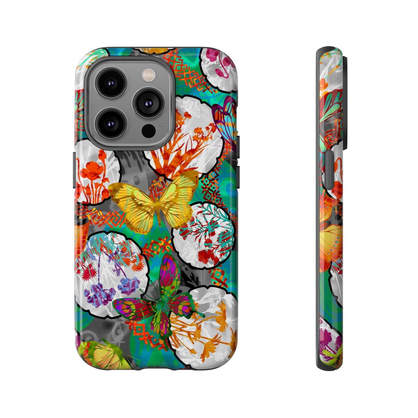 Apple I-Phone 14 (Series)-Tough Case-Phone Case:  Dreamscapes [Teal Butterflies]
