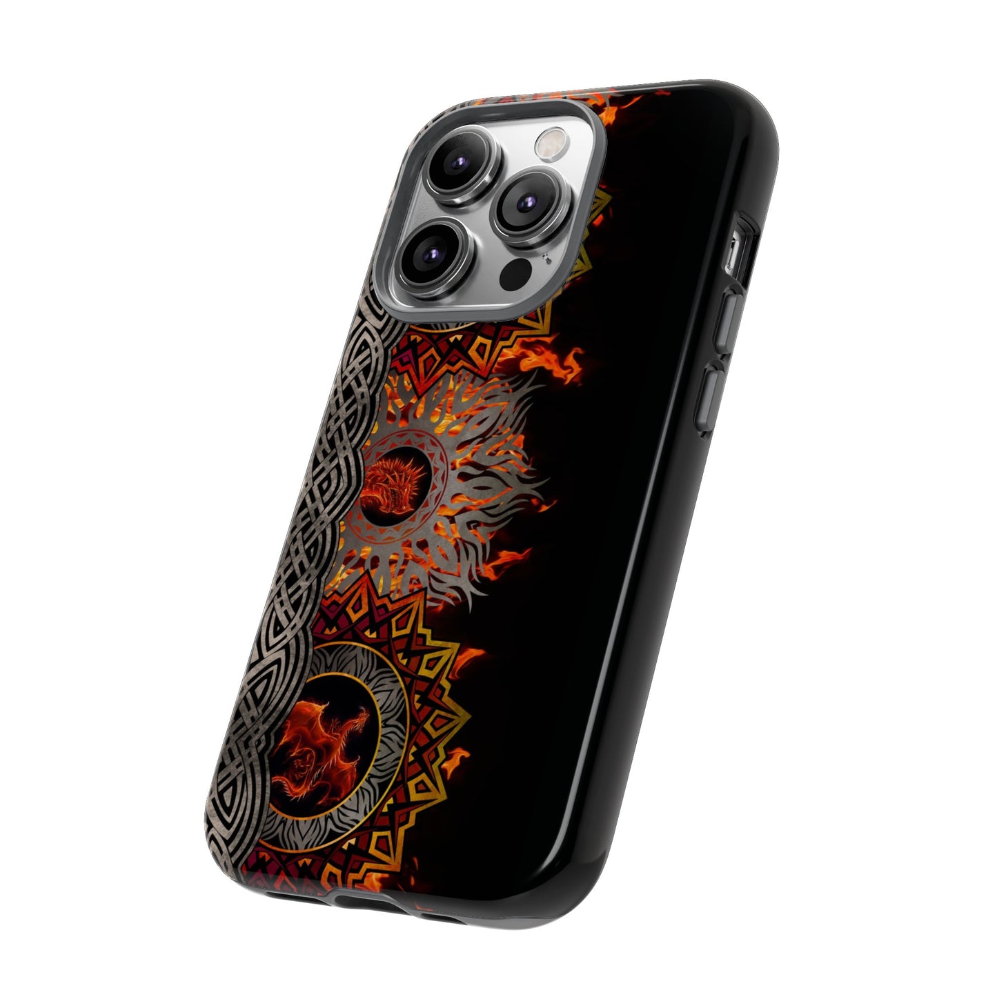 Apple I-Phone 14 (Series) Tough Case-Phone Case: Dragons [Red Fury Border]