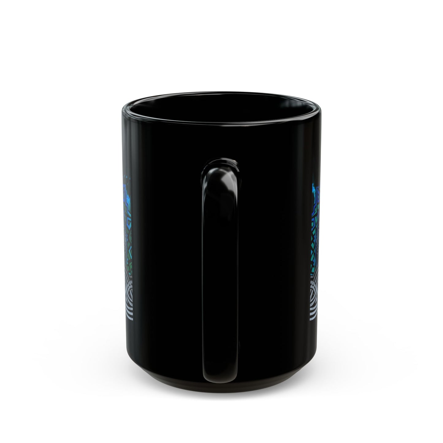 Black Mug-15oz:  "Blue Dragons" Panel