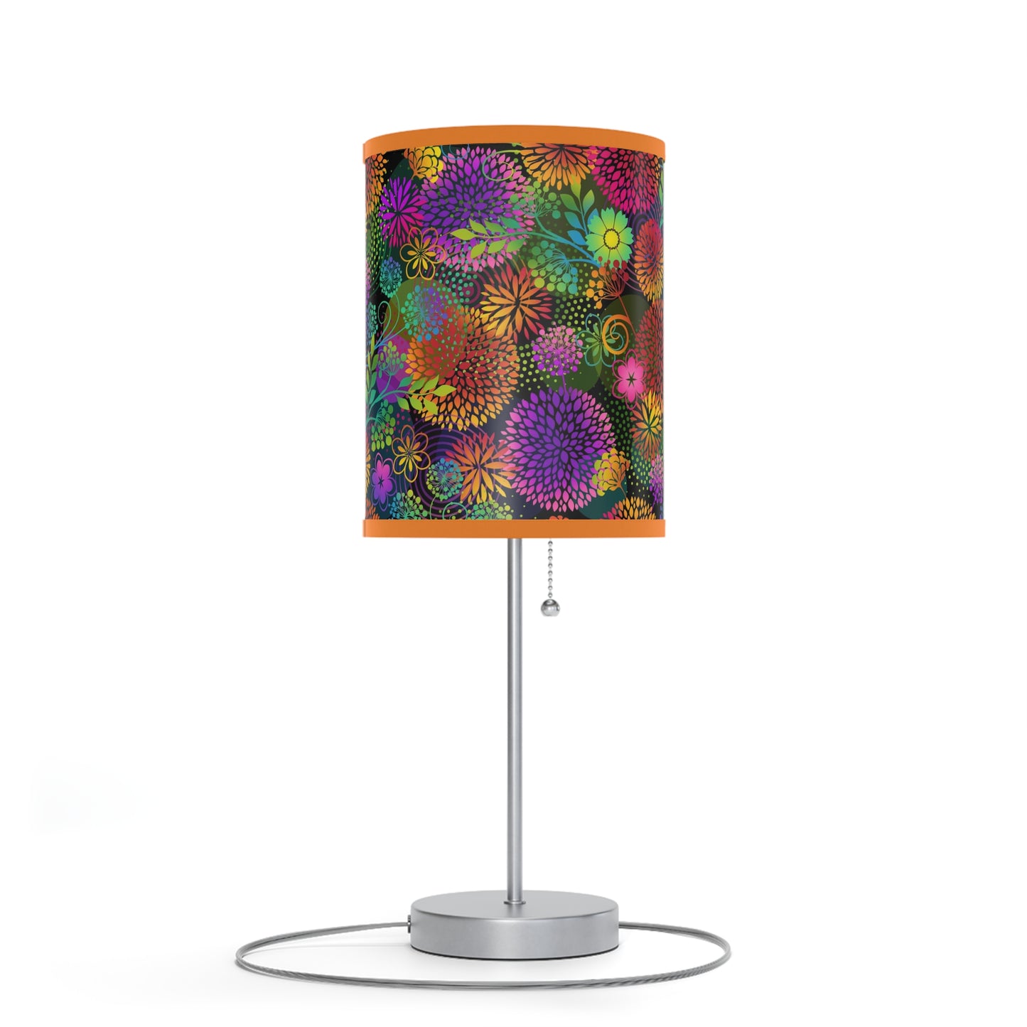 Table Lamp: Silver Base - Unusual Garden [Bright Flowers]