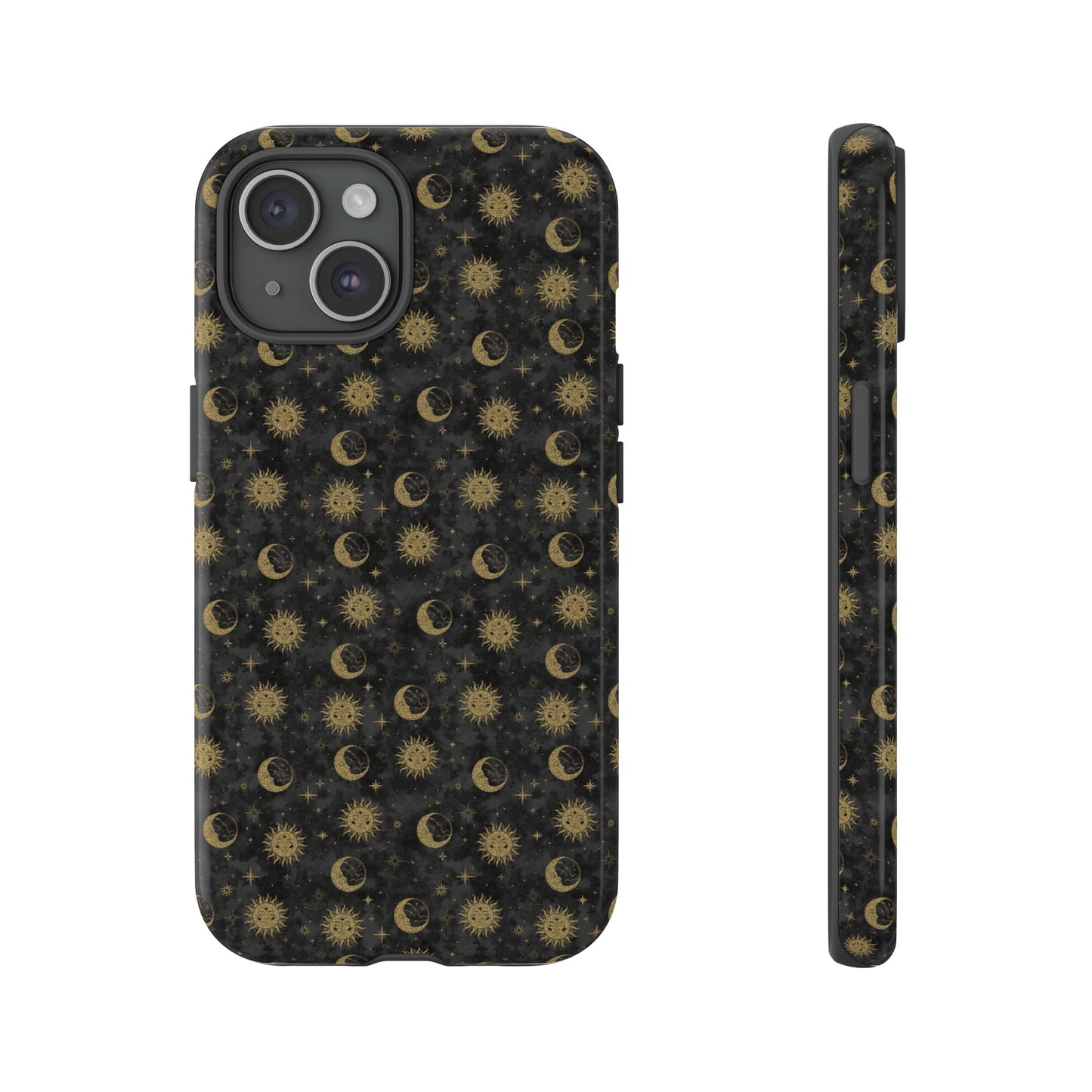 Apple I-Phone 14 (Series)-Tough Case-Phone Case: The Sun, The Moon, And The Stars [Gold Suns, Smiling Moons]