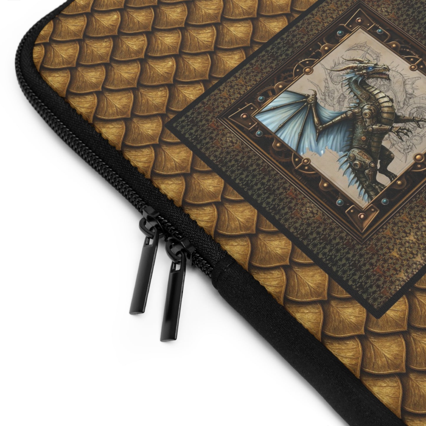 Laptop Sleeve (Sizes:  13", 15", 17"):  Steampunk Dragons [Dragon-Blue Wings]