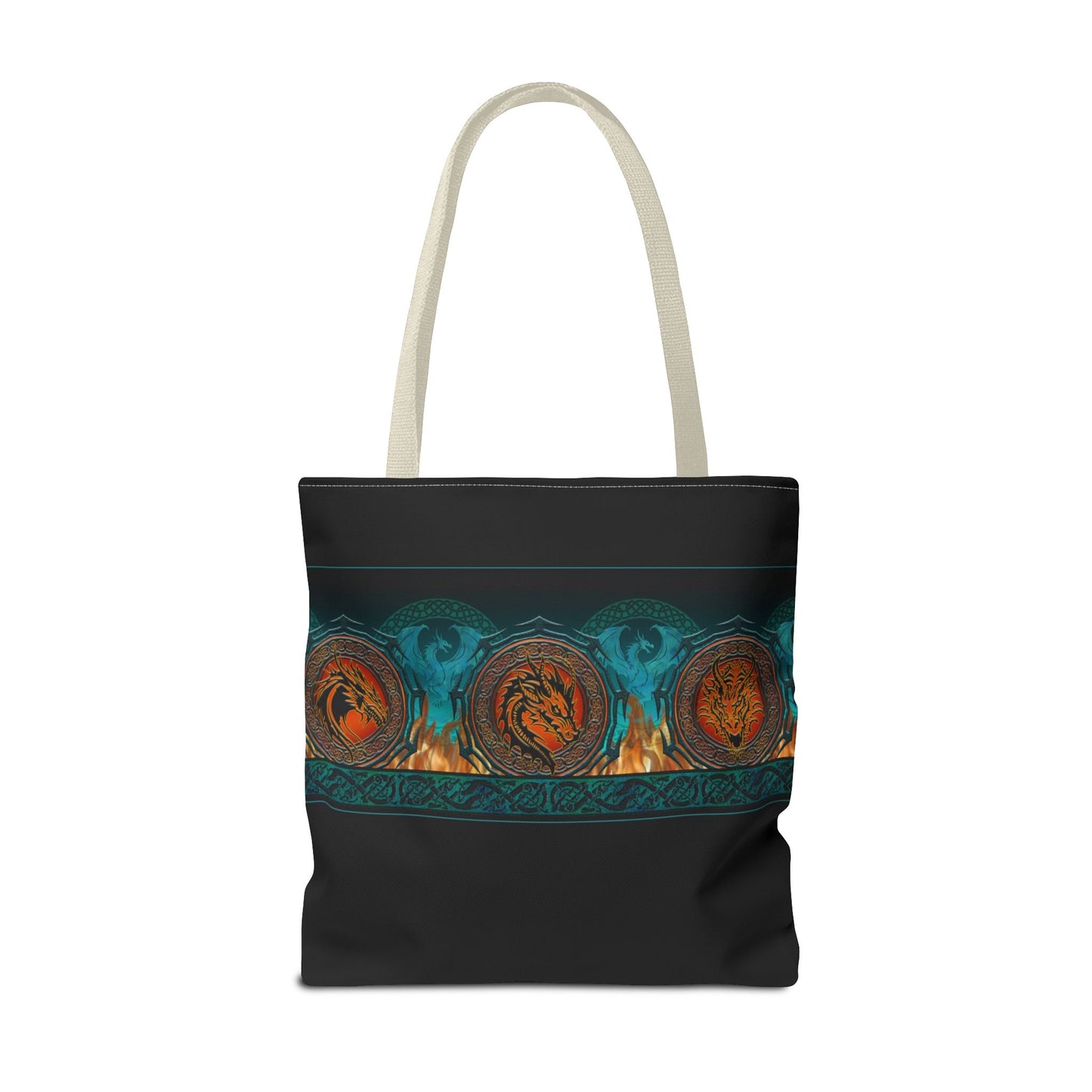 Tote Bag: Large-18x18; Emerald Dragons [Dragon Border]
