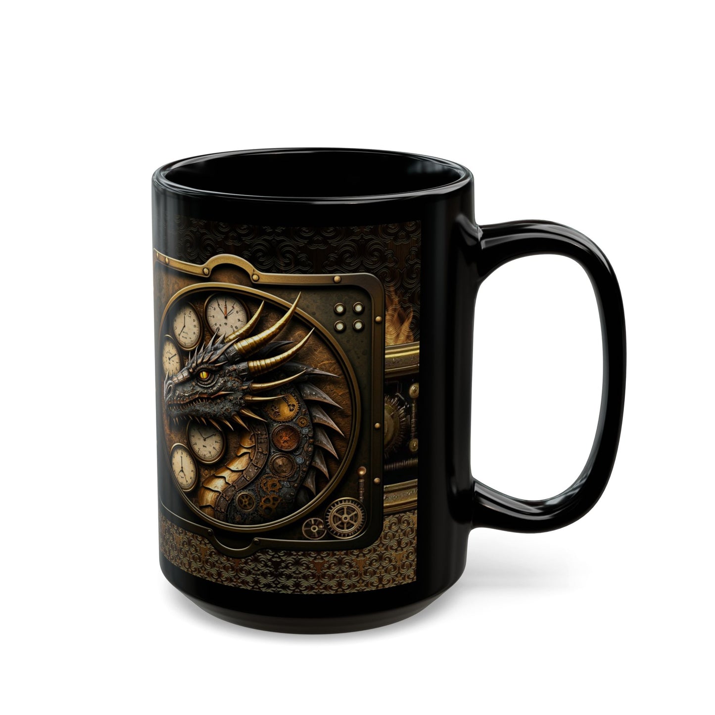 Black Mug-15oz:  "Dragons Steampunk" Panel