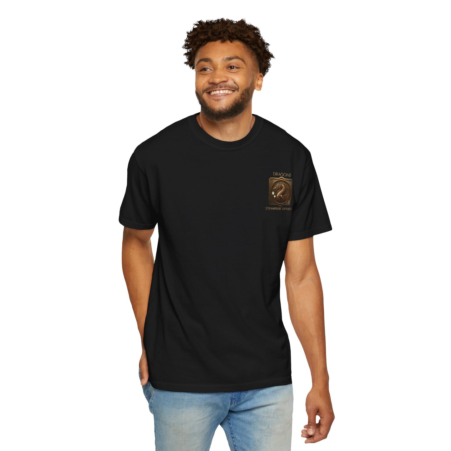 Unisex Heavy Cotton Tee:  "Steampunk Dynasty" [Steampunk Dragon]