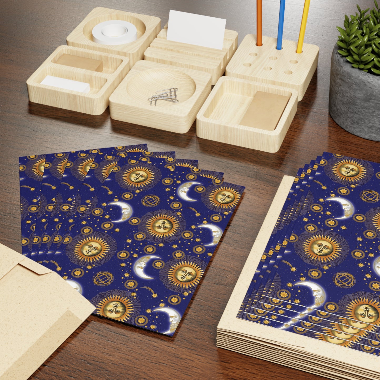 NOTE CARDS: CELESTIAL [Suns and Moons-Blue]