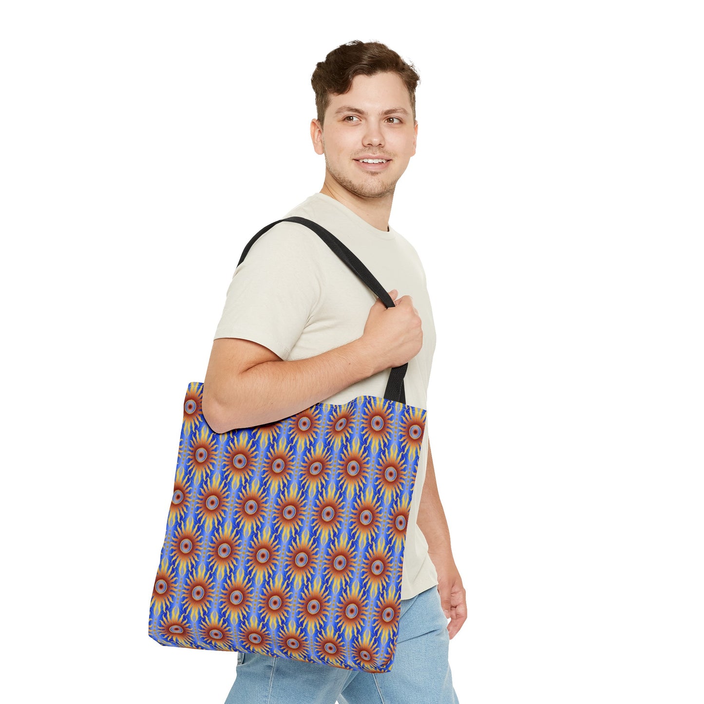 Tote Bag: Large:  ($24.23) - Celestial [Crimson/Blue-Sunbursts]