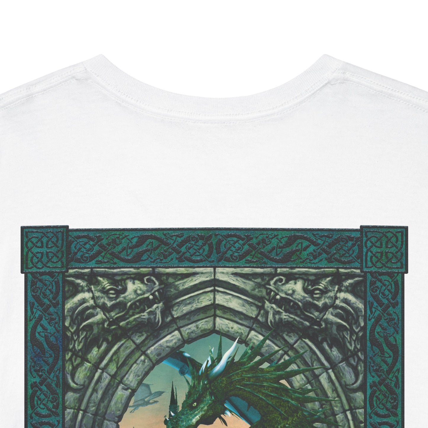 Unisex Heavy Cotton Tee:  Emerald Dragons [Dragon Eye]