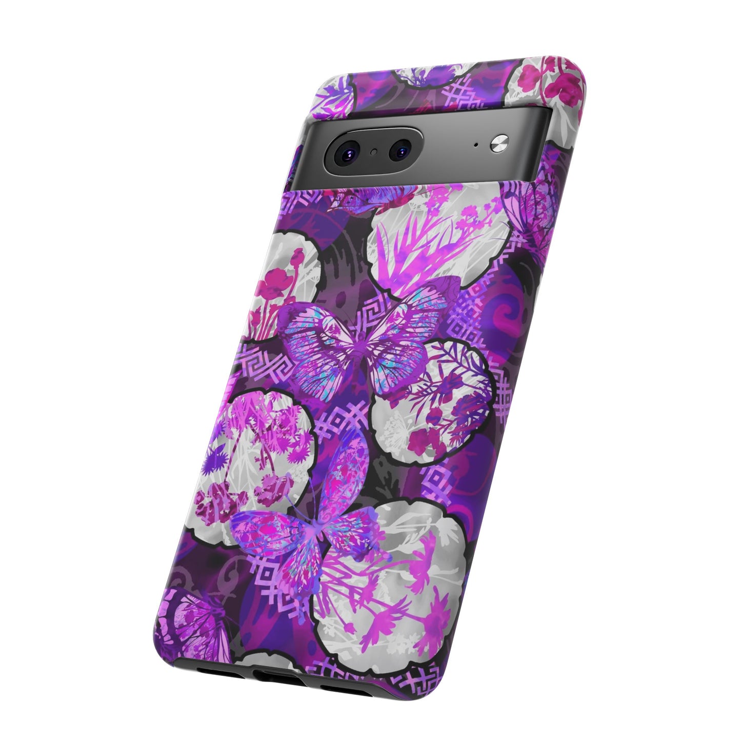 Google Pixel Tough Case-Phone Case: Dreamscapes [Bright Purple Butterflies]