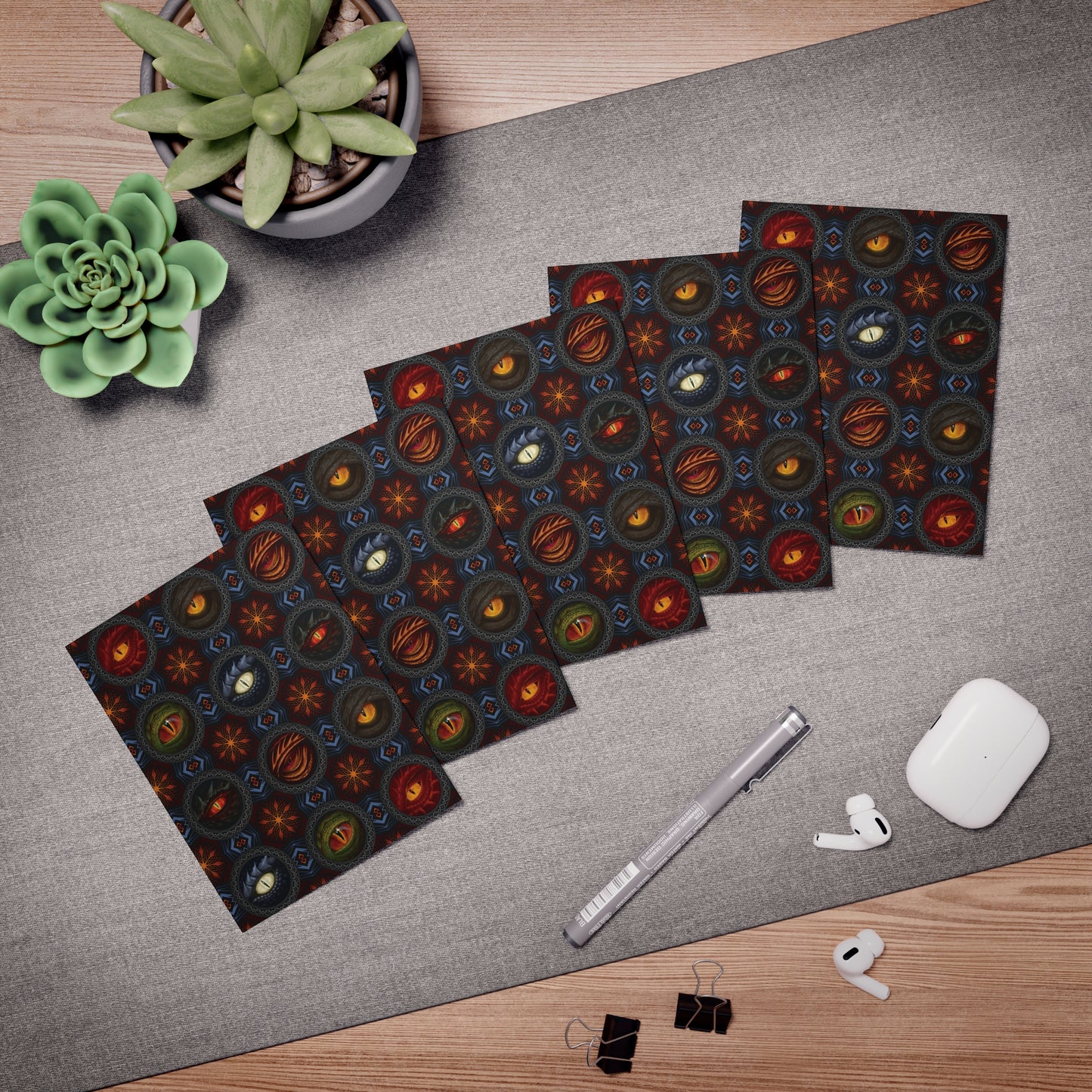 Note Cards (Blank Inside):  Dragone-Eyes - Set of 5