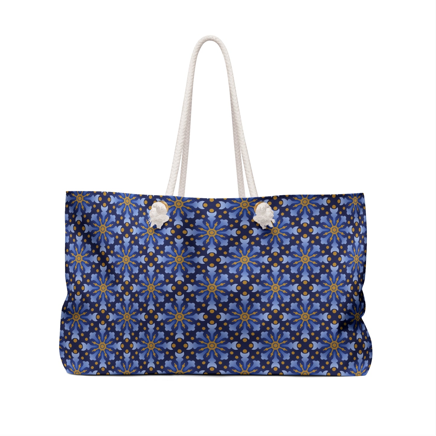 Weekender Tote Bag (Large):  Celestial [Blue/Gold Sunbursts]