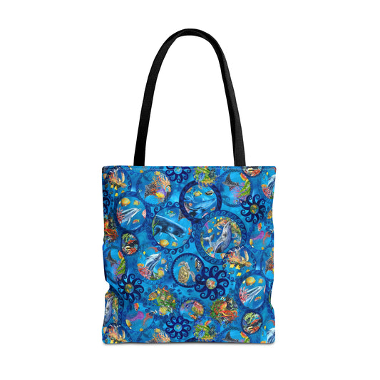Tote Bag:  large-18x18;  "Calypso" [Sea Life Panel-Circles]