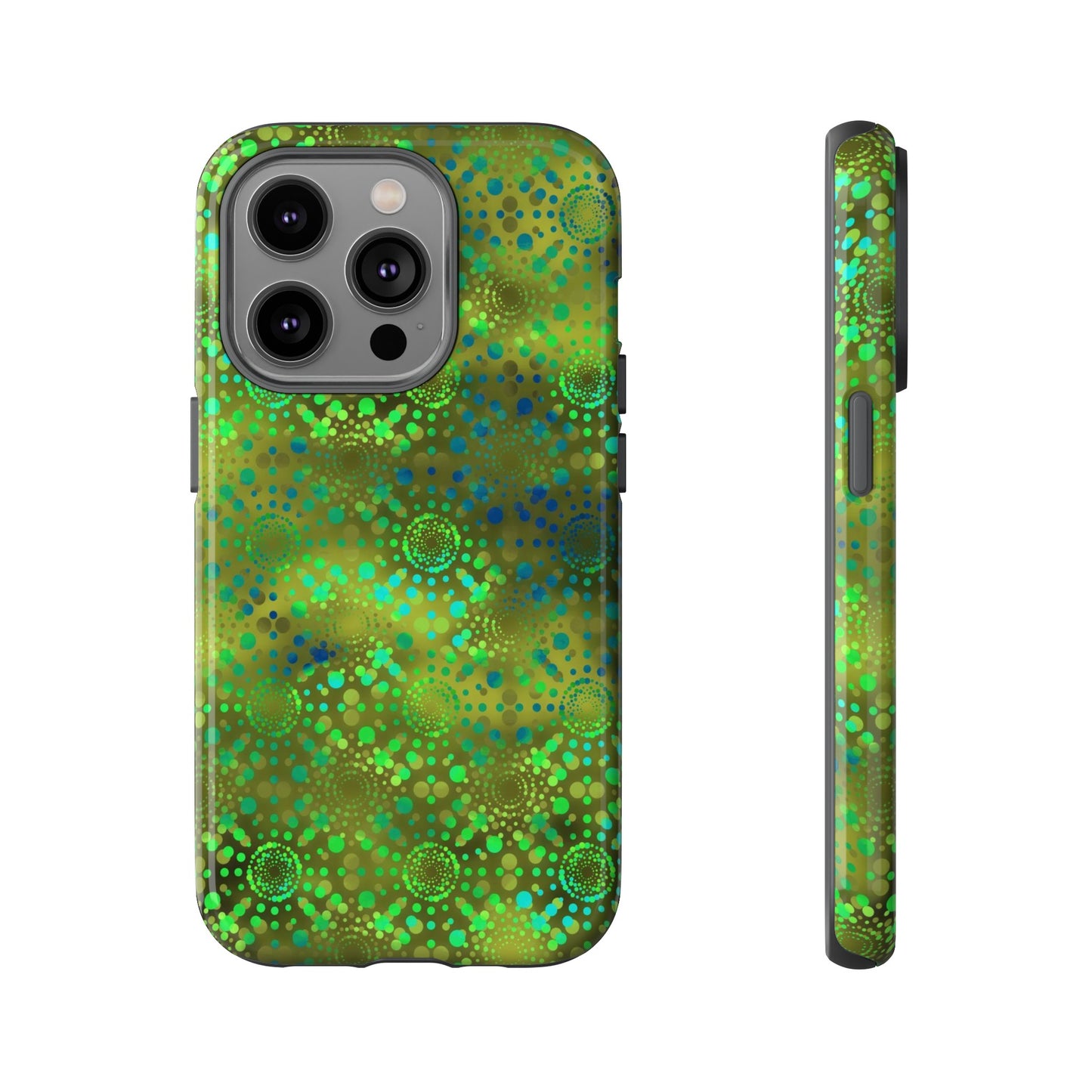 Apple I-Phone 14 (Series)-Tough Case-Phone Case: Dreamscapes [Green Kaleidoscopes]