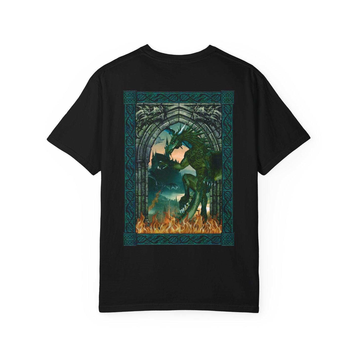 Unisex Heavy Cotton Tee:  "Emerald Dragons" [Banner/Panel]