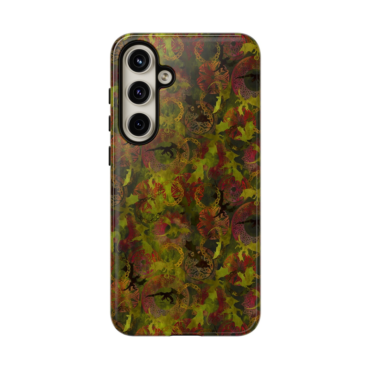 Samsung Galaxy Series Tough Case-Phone Case: Dragons [Green Panel]