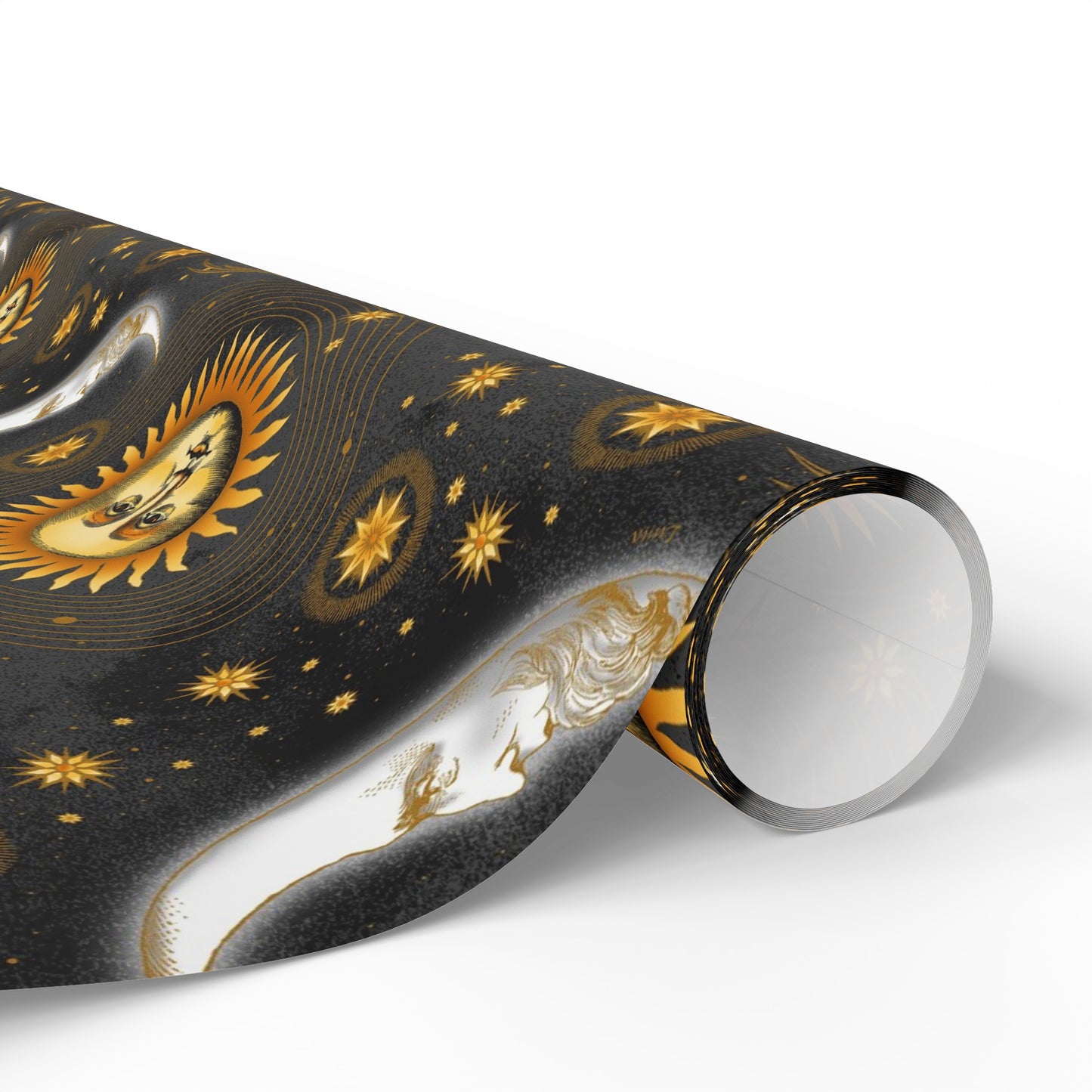 Wrapping Paper:  Celestial [Black-Haze Suns/Moons]