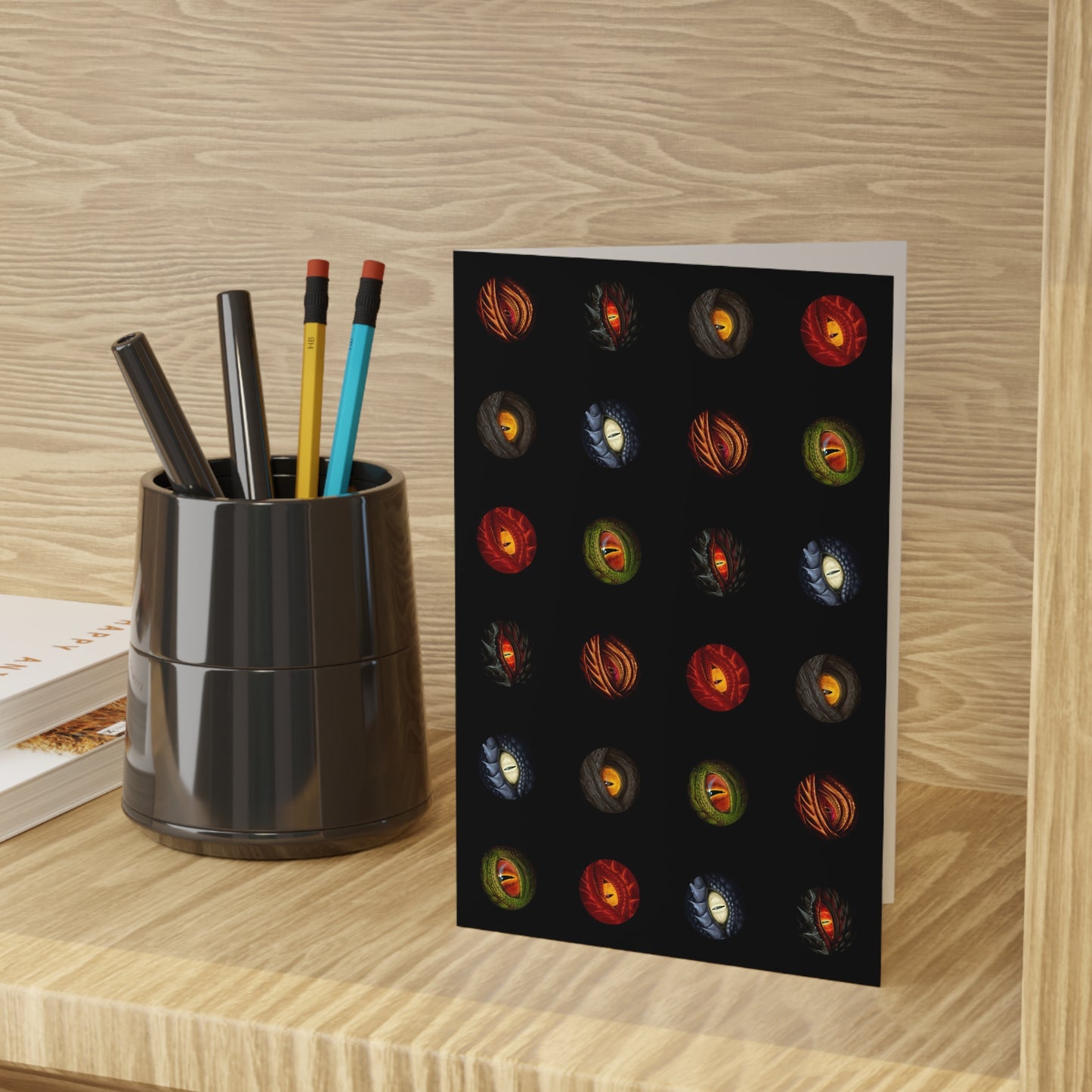 NOTE CARDS: DRAGONS [Eyes-Black Background]