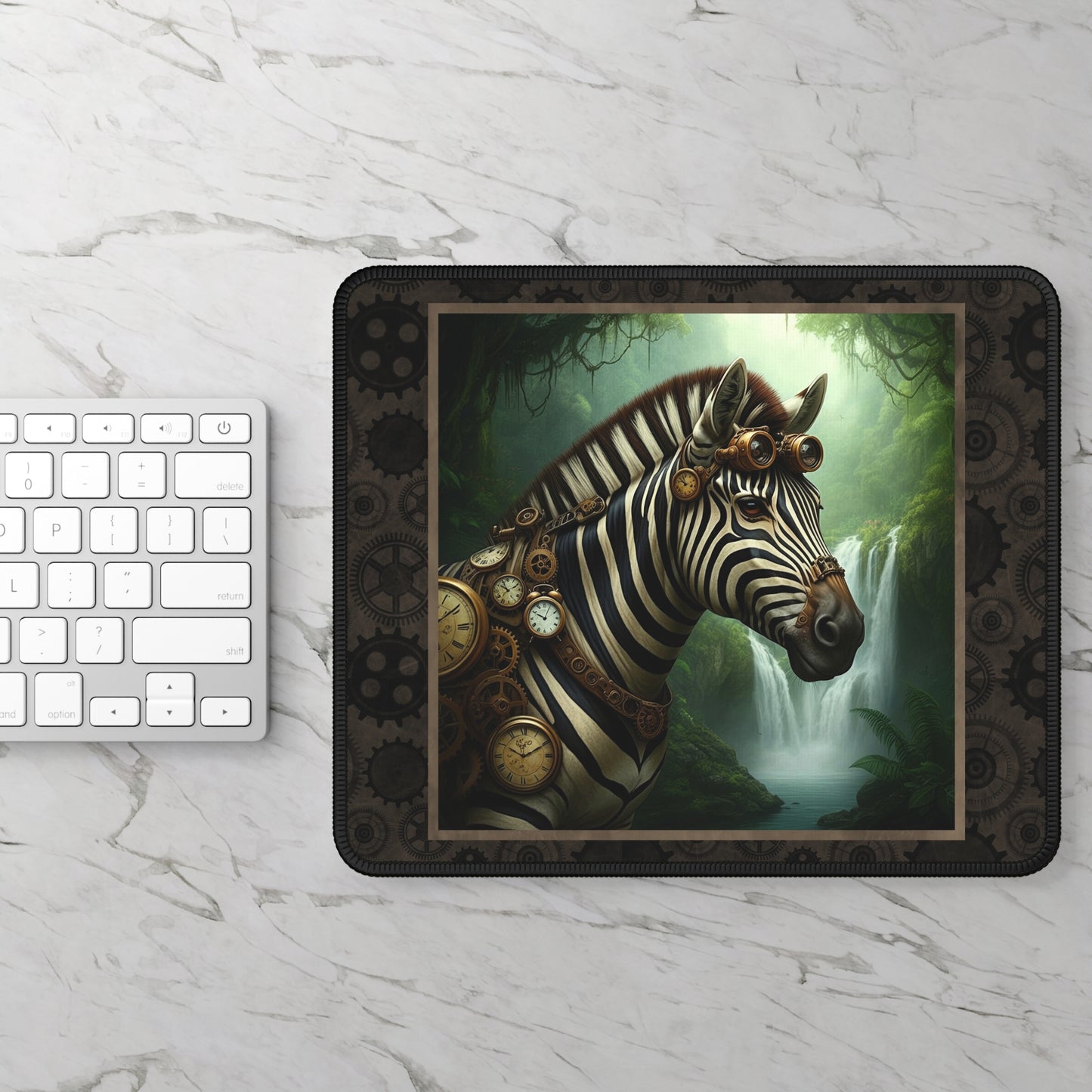 Mouse Pad-Gaming;  9x7:  Steampunk Menagerie [Zebra]