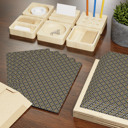 NOTE CARDS: CELESTIAL [STARBURSTS-BLACK/GOLD]