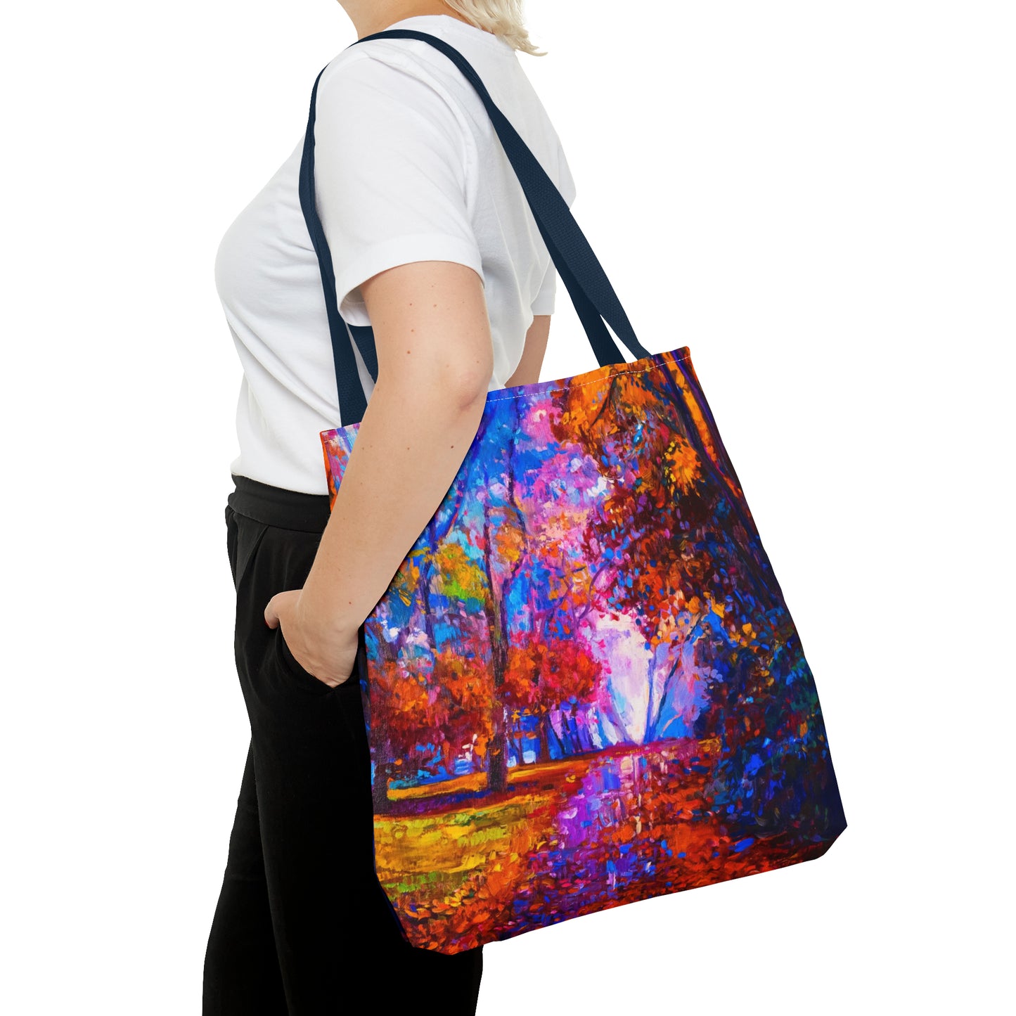 Tote Bag:  large-18x18;  "Year of Art" [Fall Trees w/Path Cover]