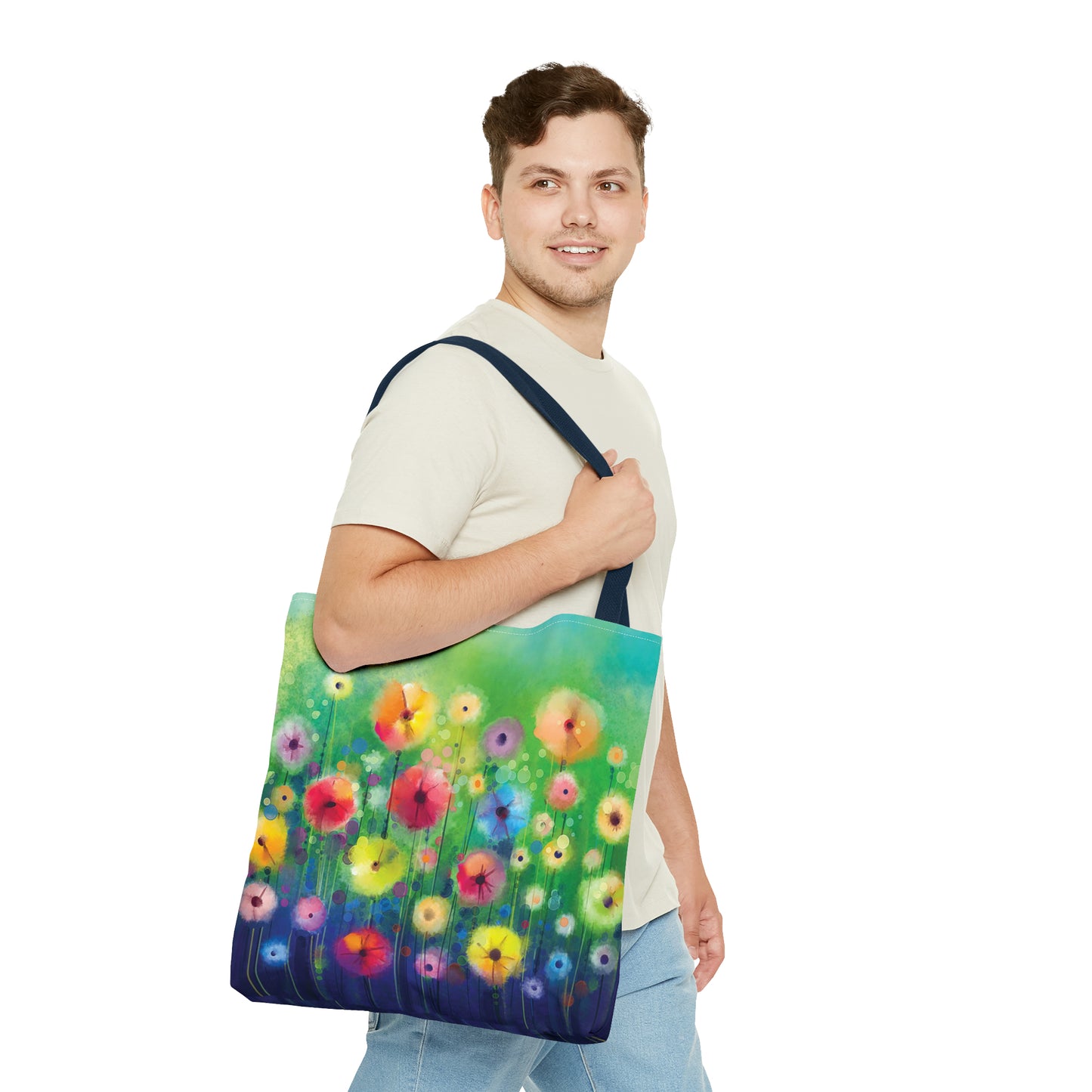 Tote Bag:  large-18x18;  "Year of Art" [Flowers in Field]