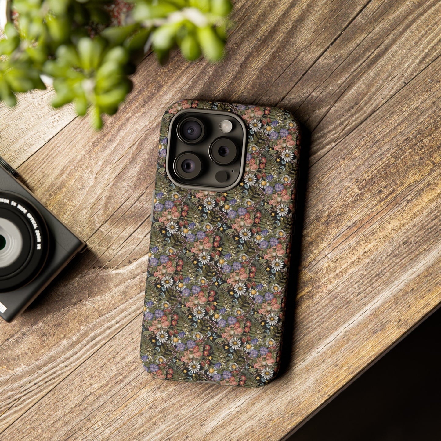 Apple I-Phone 15 Tough Case-Phone Case:  The Sun, The Moon, The Stars [Flowers]