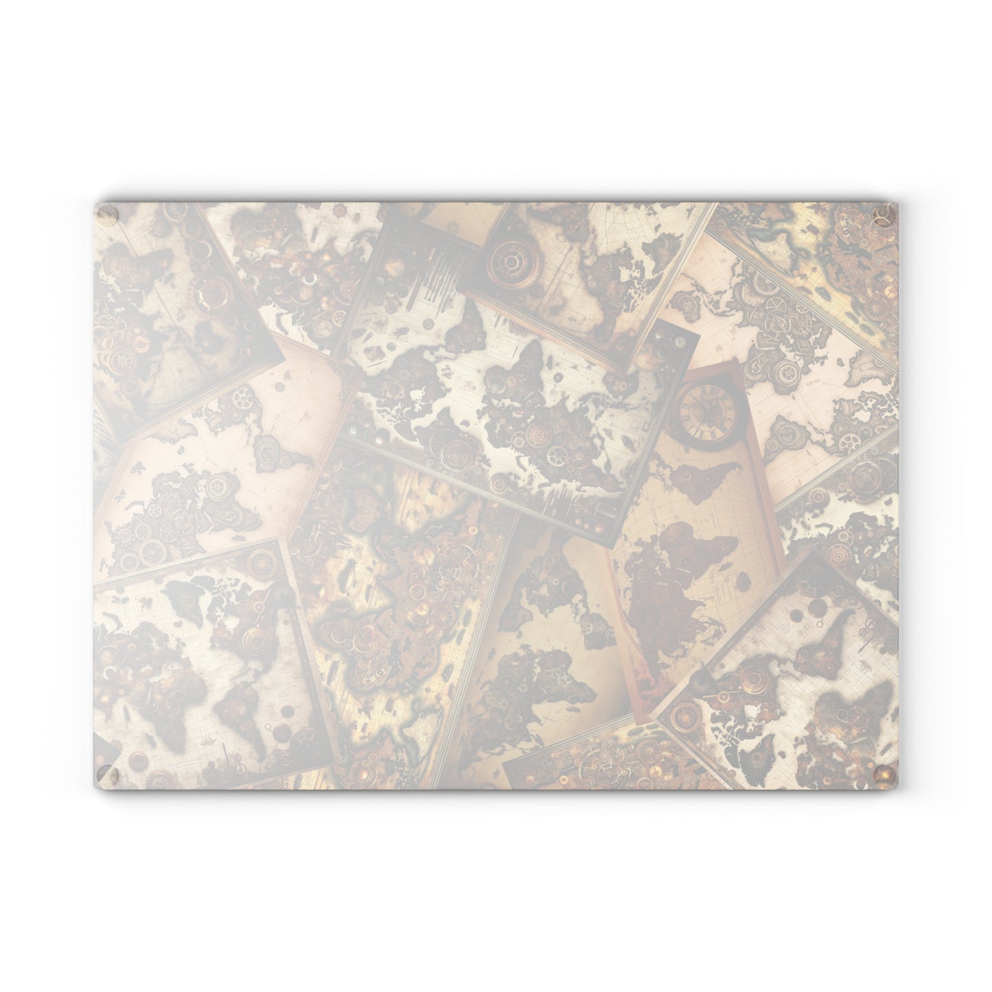 Glass Cutting Board (11"x15"):  Steampunk Animals [Maps]