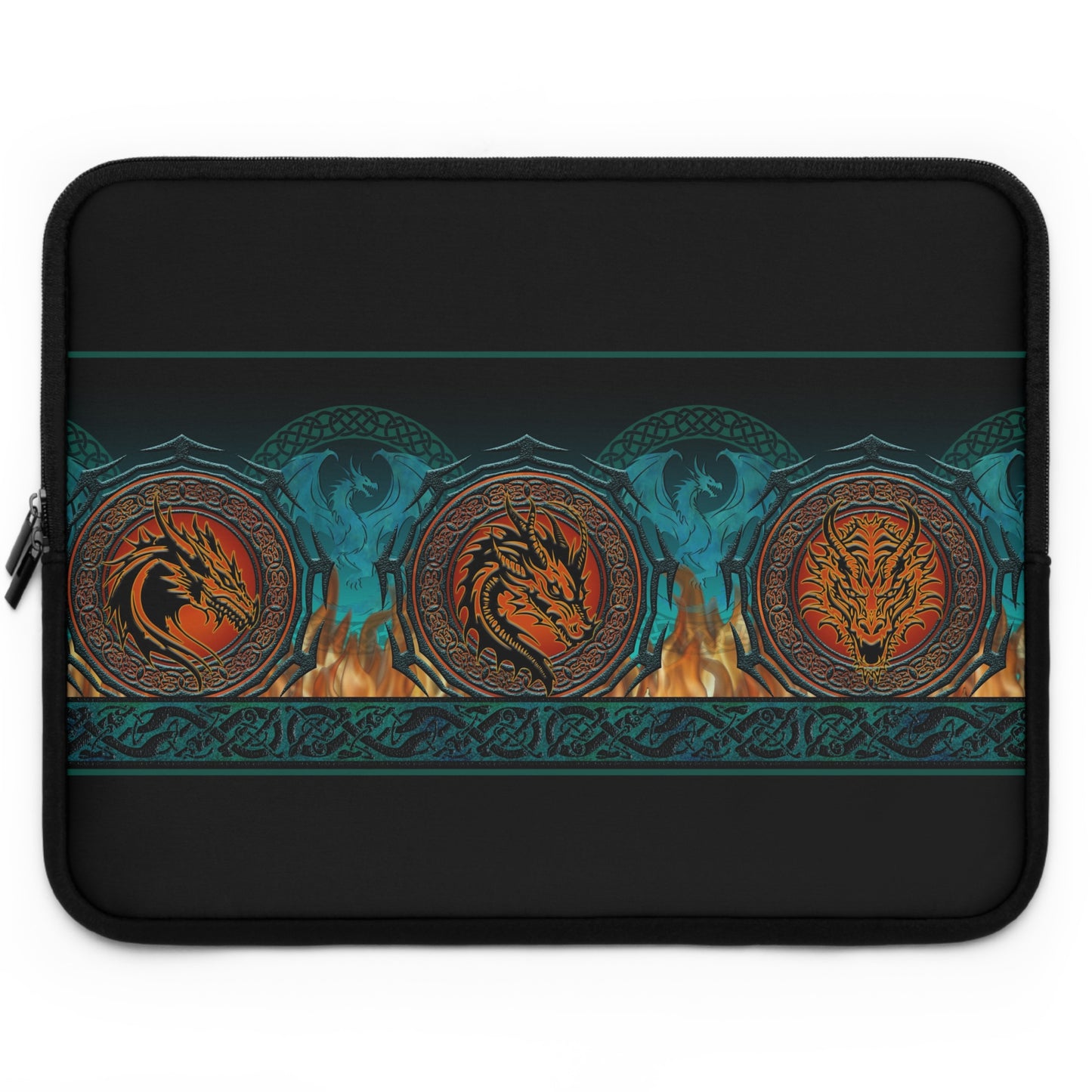 Laptop Sleeve  (Multiple Sizes): Emerald Dragons [Dragon Border]