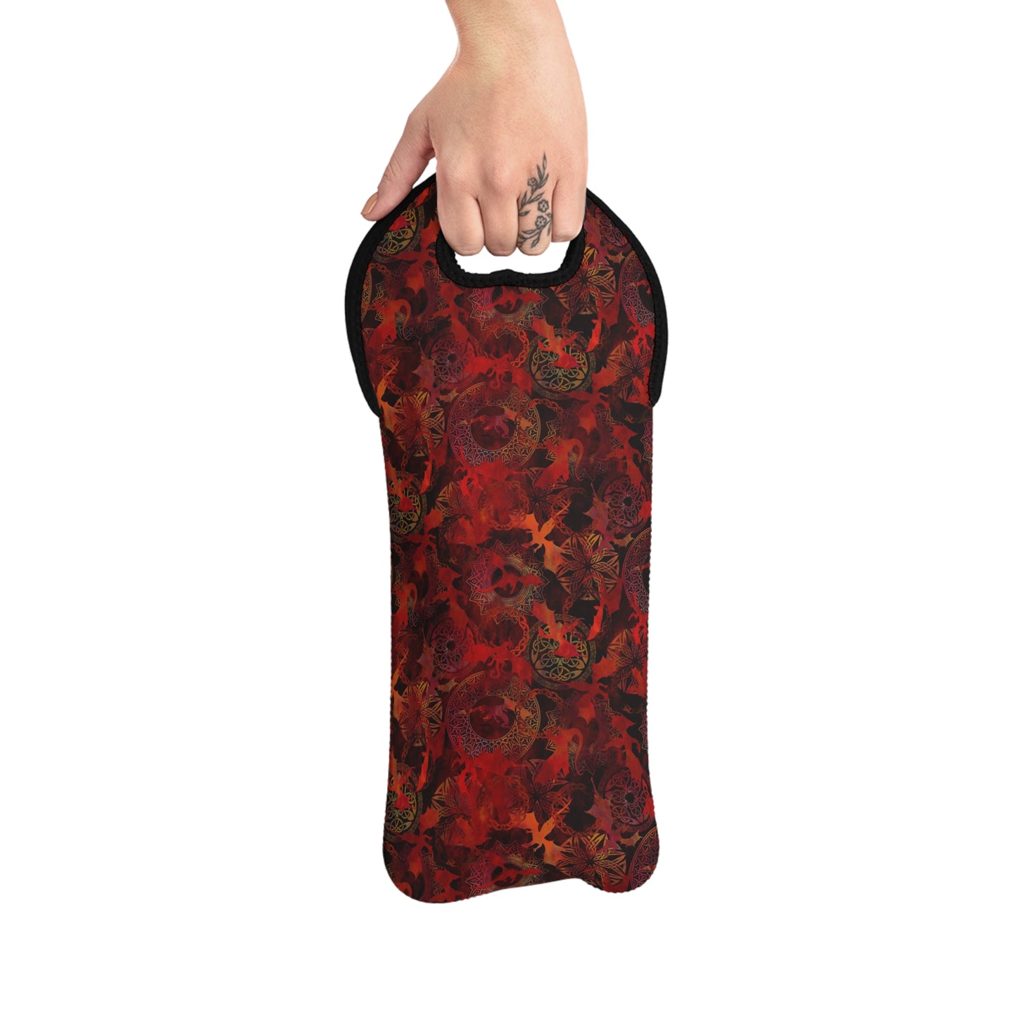 Colorful Wine Tote Bag:  Dragons [Red Panel]