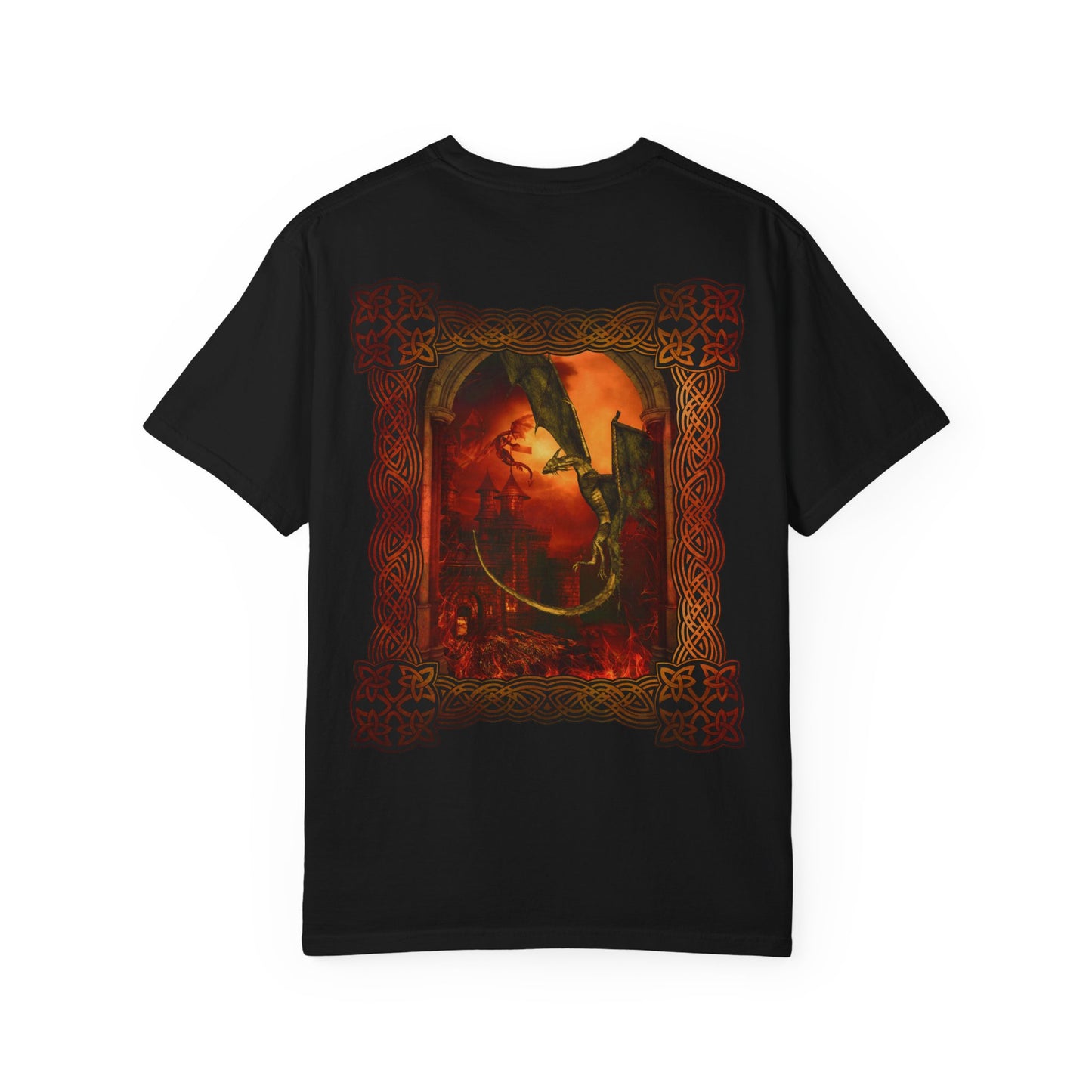 Unisex Heavy Cotton Tee:  "Dragons" [Blue Fury-Banner/Panel]