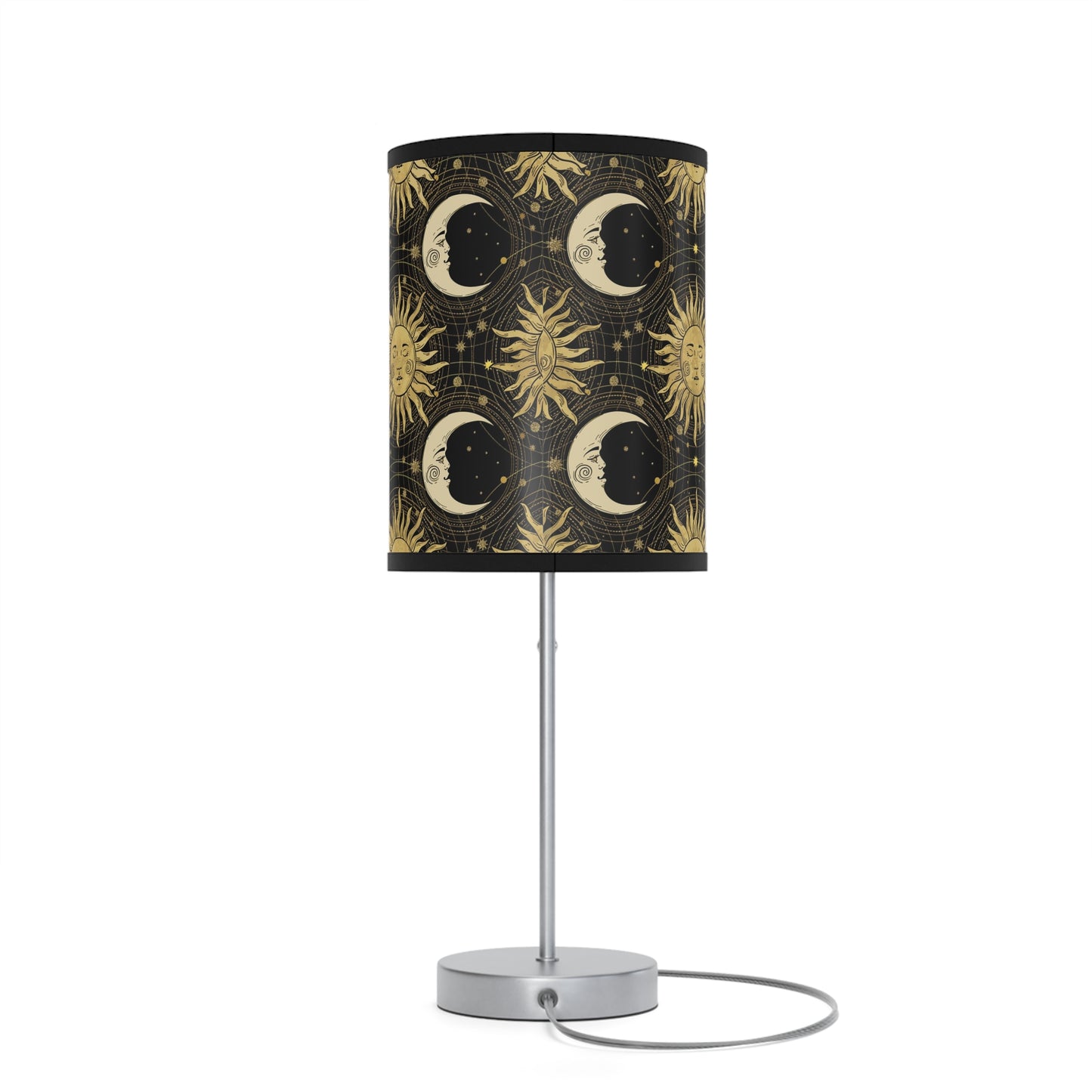 Table Lamp: Silver Base - The Sun, The Moon, and The Stars [Gold Sun and Moons]