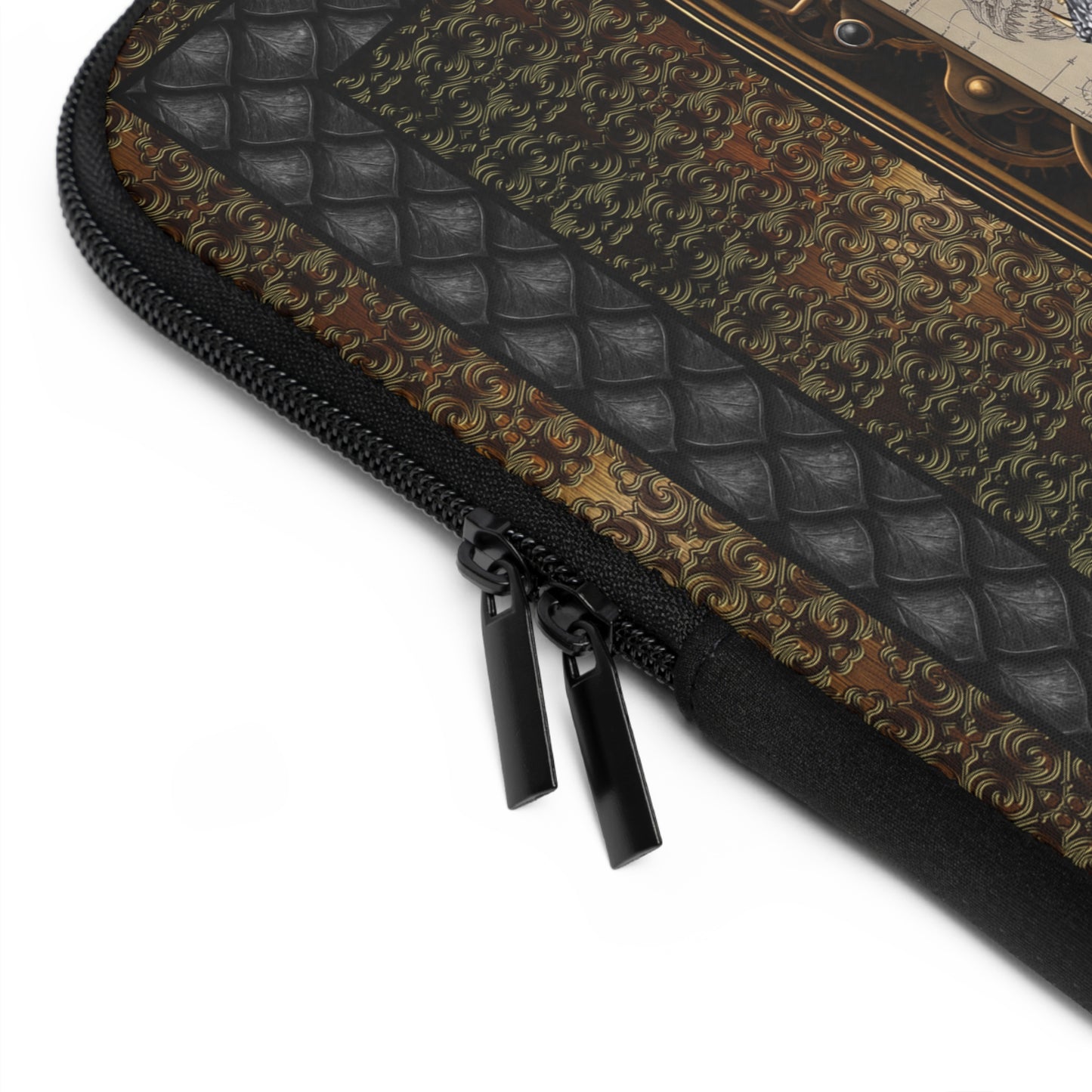 Laptop Sleeve (Sizes:  13", 15", 17"):  Steampunk Dragons [Dragon Clock Wings]