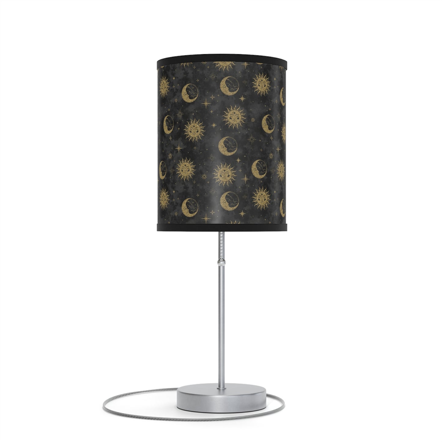 Table Lamp: Silver Base; The Sun, The Moon, and The Stars [Gold Suns and Moons]
