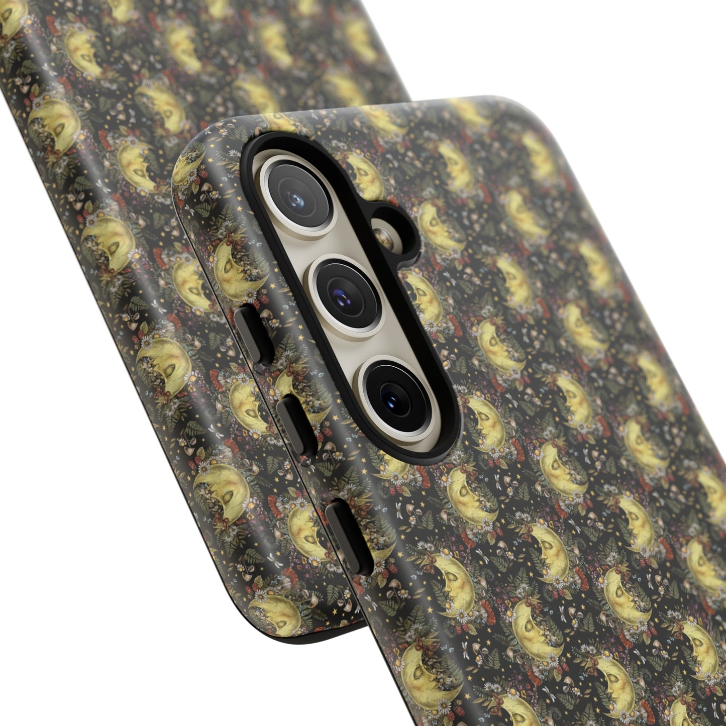 Samsung Galaxy Series Tough Case-Phone Case: The Sun, The Moon, And The Stars [Moon With Flowers]