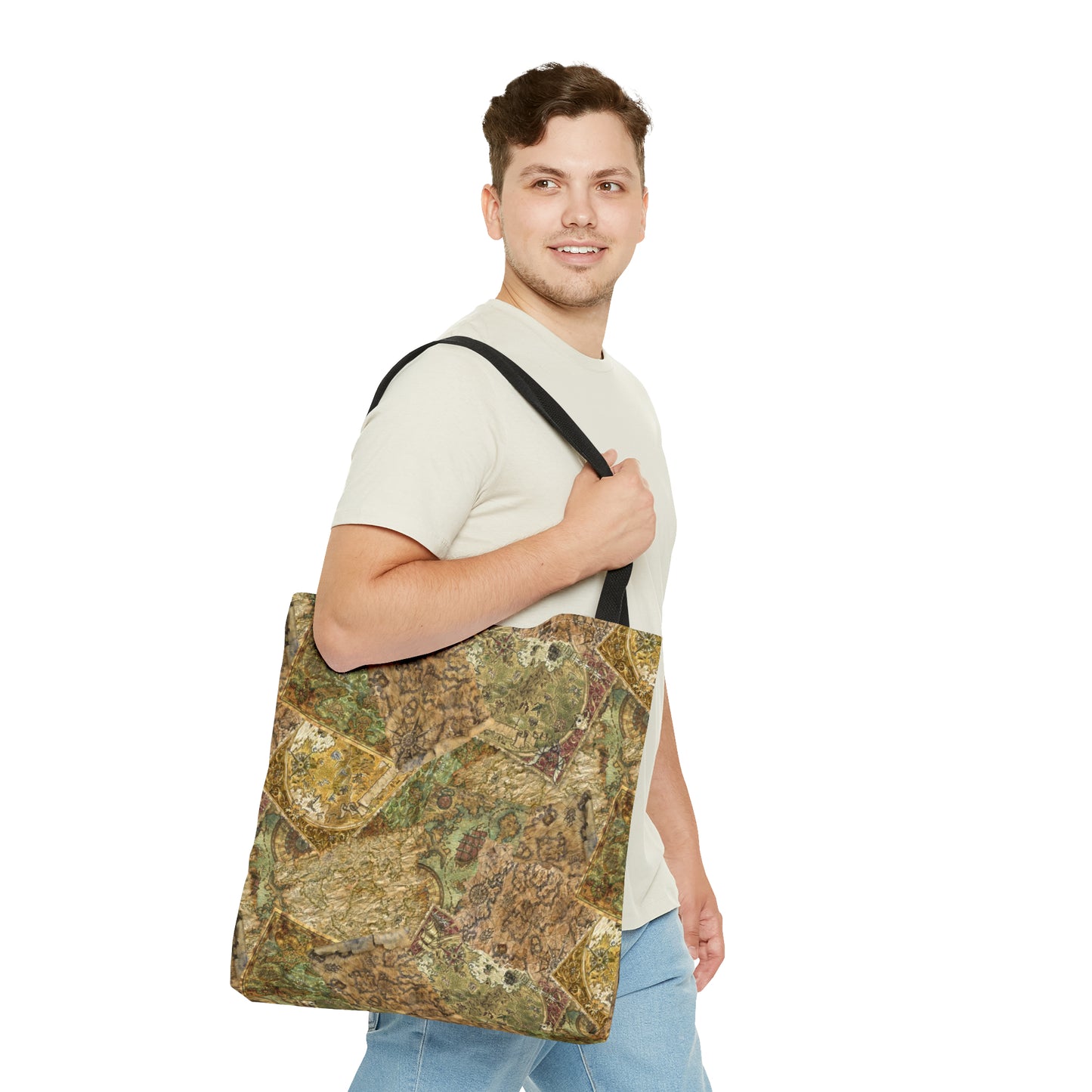 Tote Bag:  large-18x18;  "Legendary Journeys" [Maps-Panel]