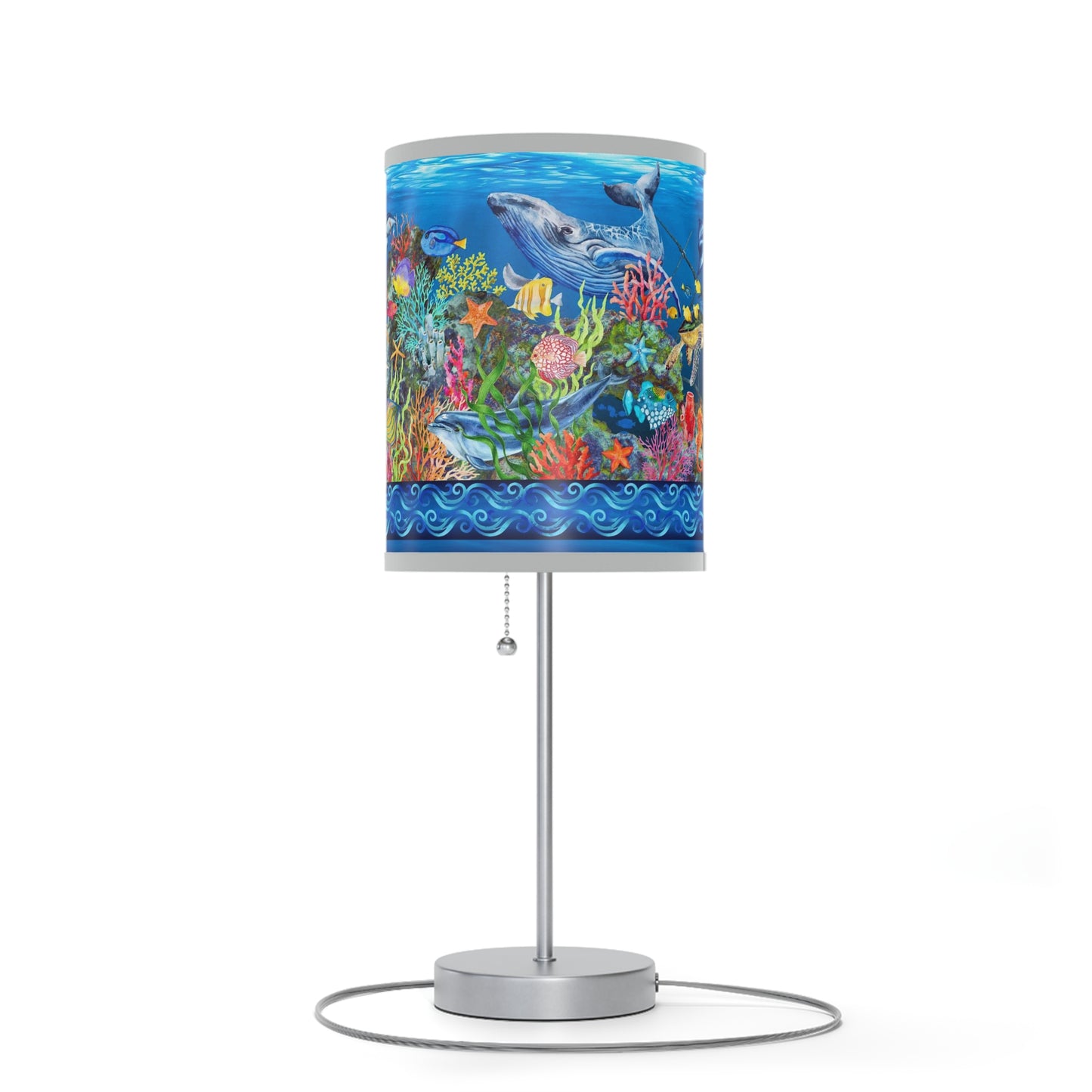 Table Lamp: Silver W/Black/Whitte/Grey Trim; The Sun, The Moon, and The Stars [Sun Panel]