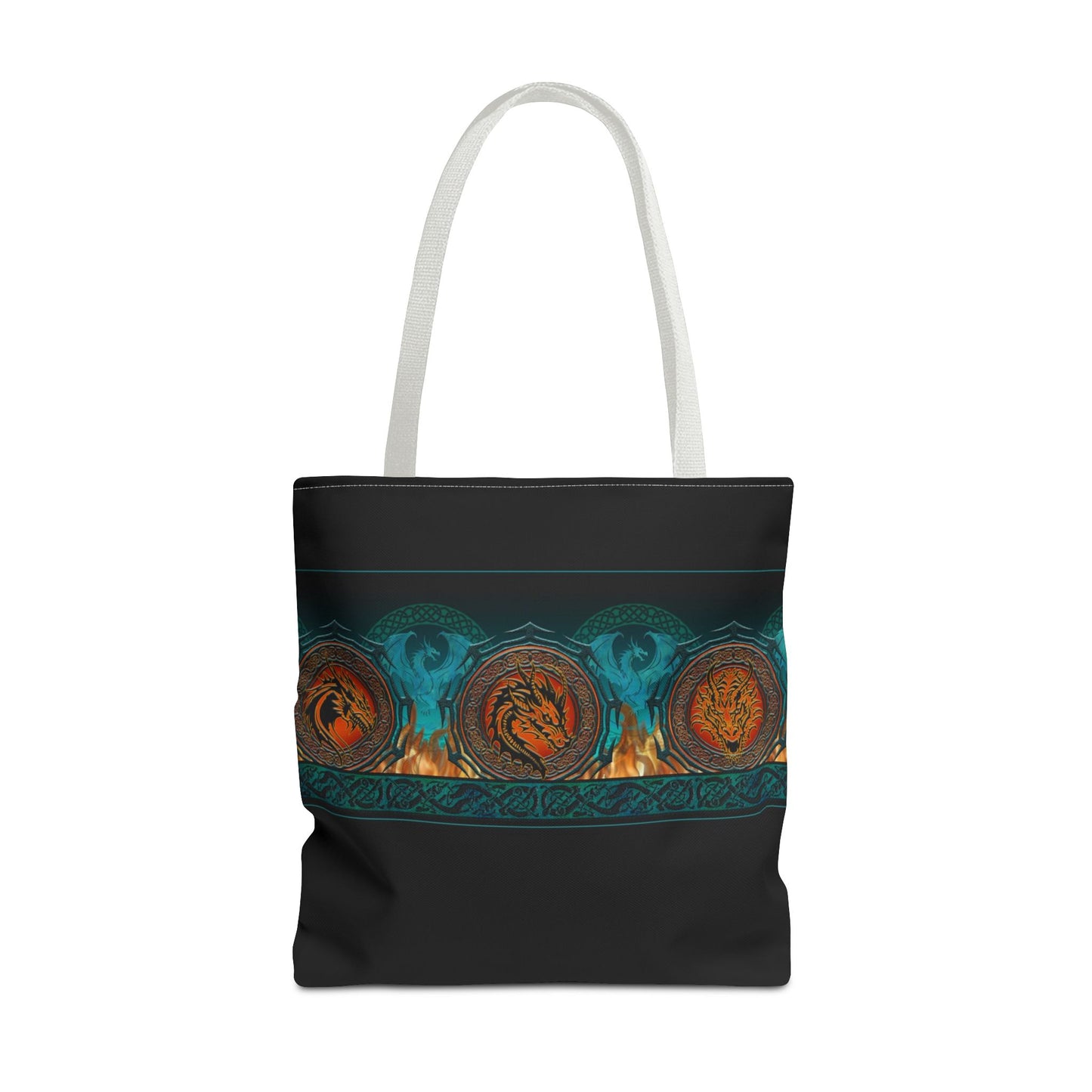 Tote Bag: Large-18x18; Emerald Dragons [Dragon Border]