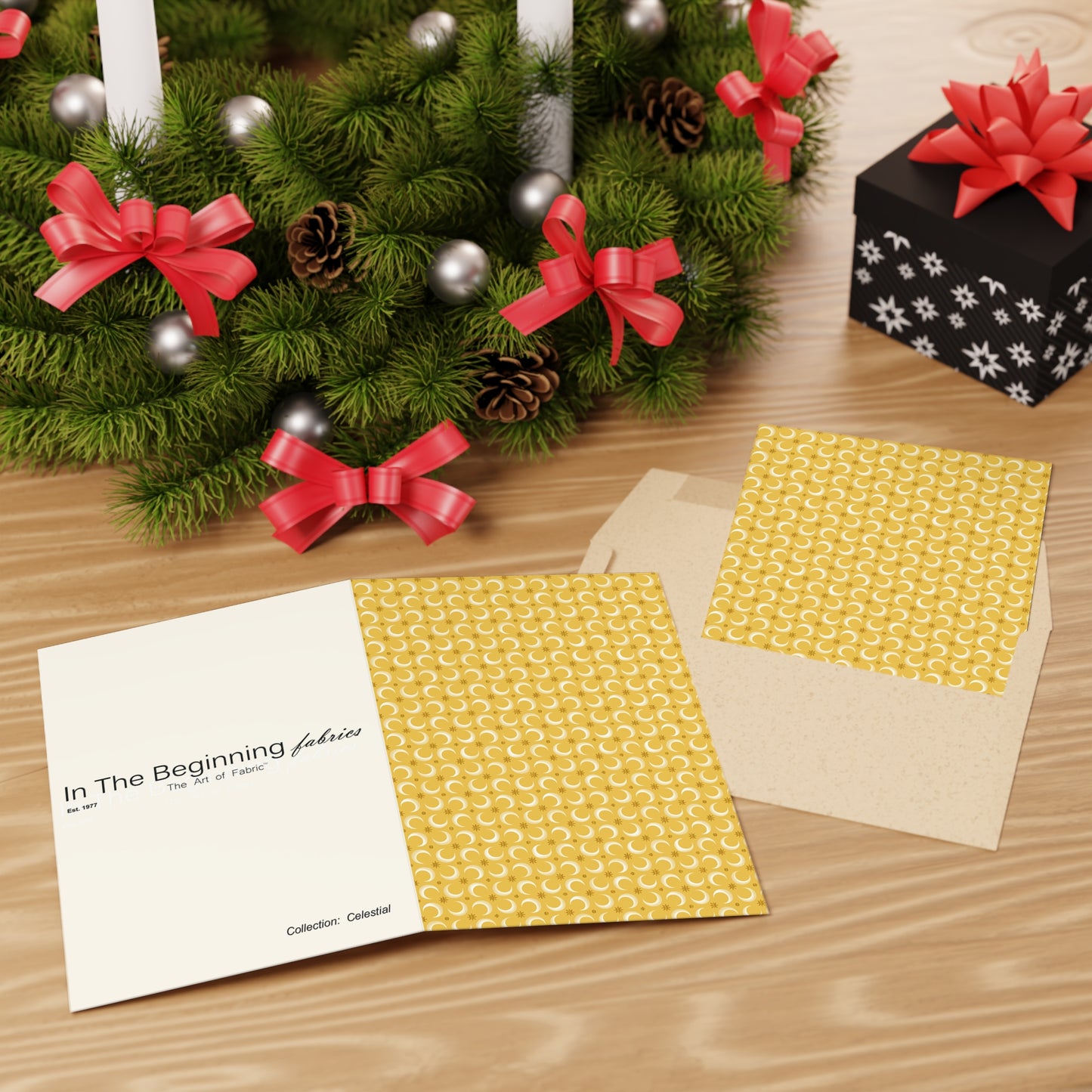NOTE CARDS:  CELESTIAL [Moons and Stars - White/Yellow]