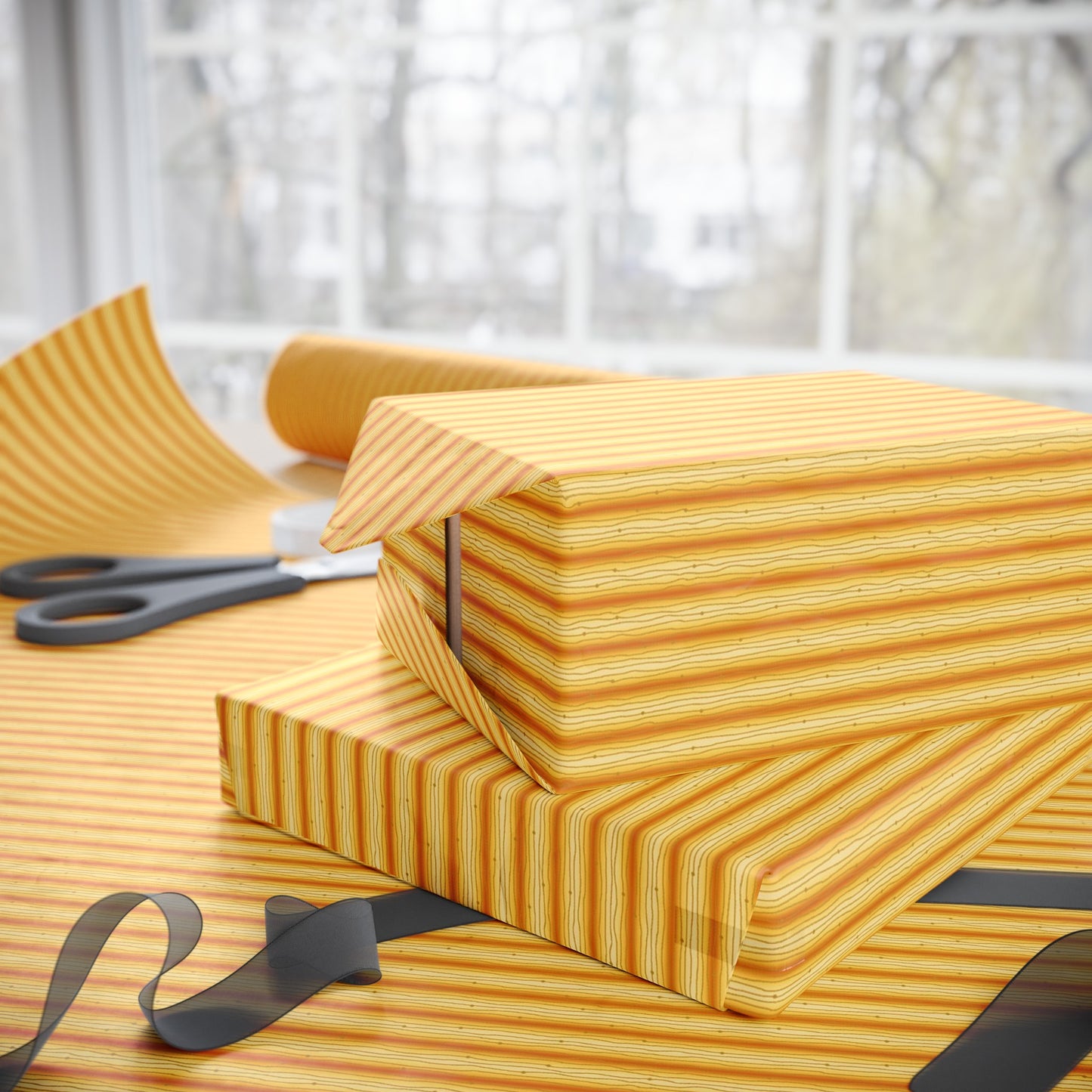 Wrapping Paper:  Celestial [Yellow-Gold Speck Stripes]