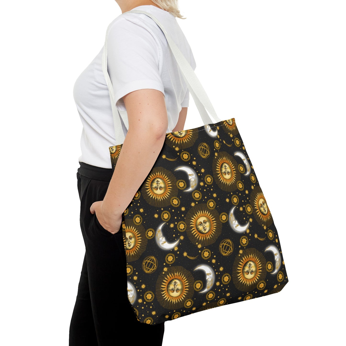 Tote Bag: Large:  ($24.23):  Celestial [Sun-Moon-Black]