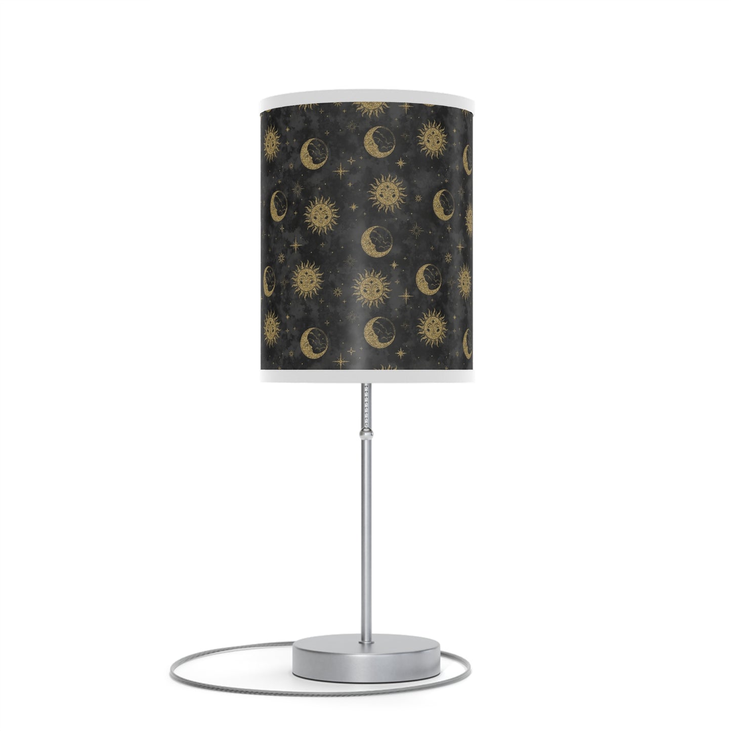 Table Lamp: Silver Base; The Sun, The Moon, and The Stars [Gold Suns and Moons]